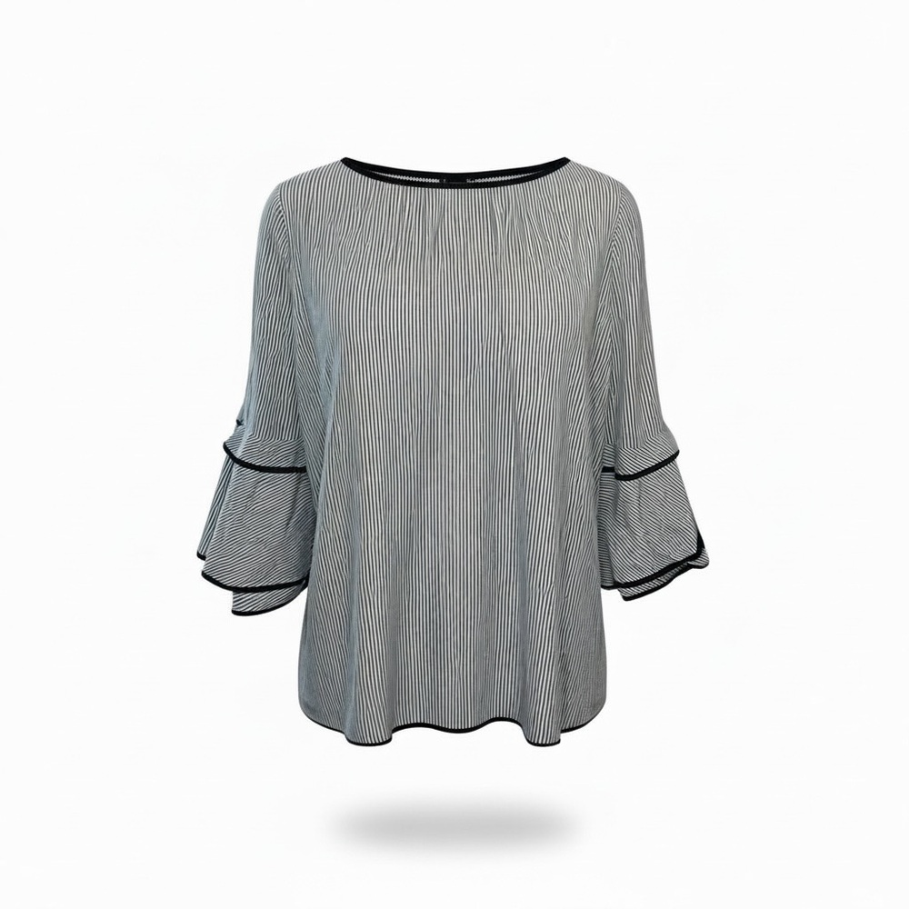 Jane and Delancey Nautical Bell Sleeve Blouse 💯 Cotton - Picture 8 of 8